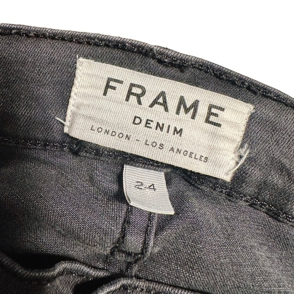 Frame Denim ‘Le Skinny De Jeanne’ Ankle Zip Jeans in “St. Quintin” Black Size 24 - Picture 2 of 12